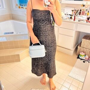 Vanity bag with faux pearl charm